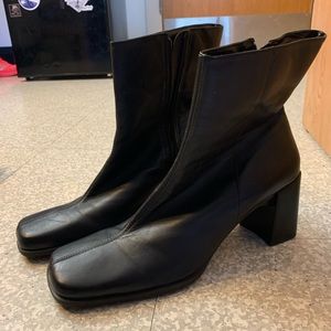 Black Leather Heeled boots